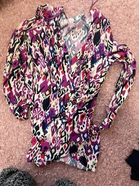 Vibrant Pink Ikat-Print Wrap dress Zara